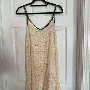 Silk Cream and Gray Slip Dress